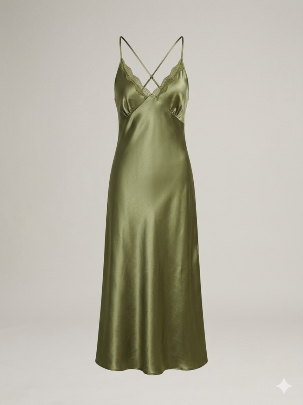 Satin Slip dress with Lace Trim. Large. Never worn. Can fit medium loose fit.